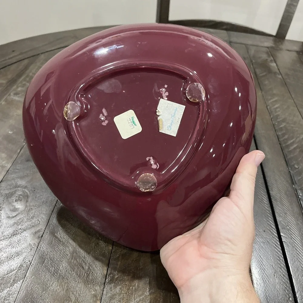 Haeger Pottery Platter Deco Maroon 3281 Art MCM Vintage‎ 1984